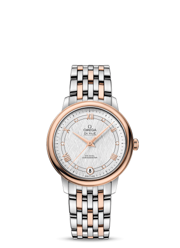 Omega De Ville Prestige Co-Axial 32.7 Stainless Steel / Red Gold / Vintage Silk Silver / Bracelet